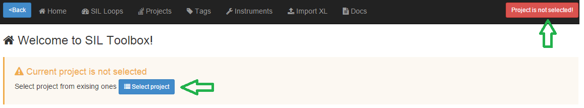 Safety Integrity Level Toolbox - Select project